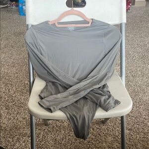 Elegant Gray Long-Sleeve Bodysuit